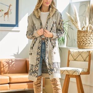 Zip Front Long Hooded Sweater Cardigan